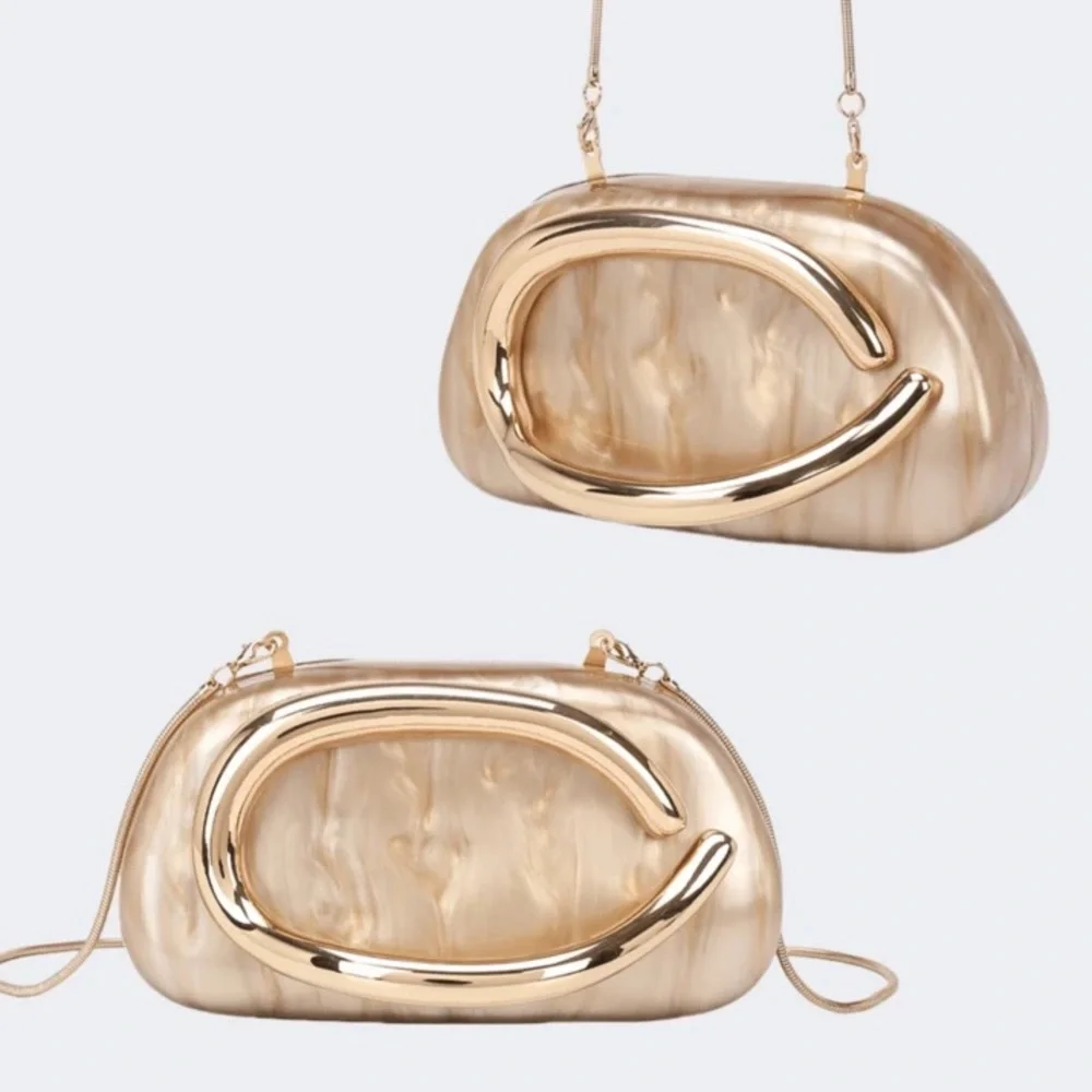 Gold Metallic Crossbody Clutch Bag